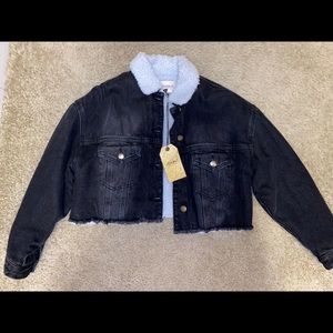 Cropped Black Denim Jacket